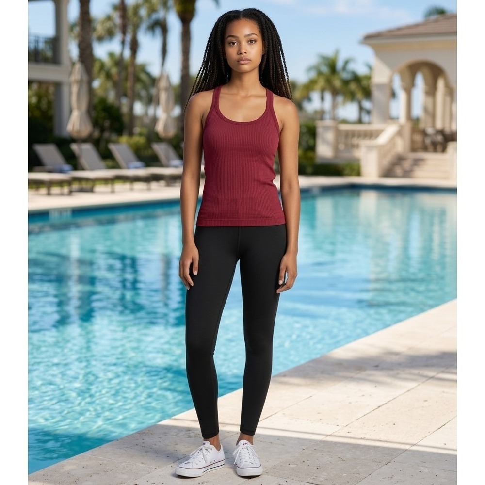 Lululemon Women's Ebb to Street Tank Berry Red Ribbed Racerback Size 6